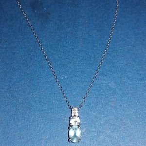 Sterling silver necklace with aquamarine Pendant